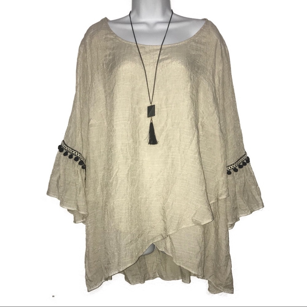 NWT ABG Lap Front Pom Pom Top Lagging Look 3X